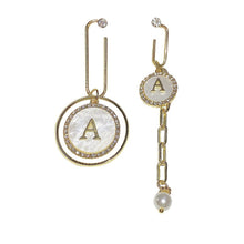 Load image into Gallery viewer, Korea Rhinestone Pearl Earrings Round Letter Earring for Women S925 Silver Needle
