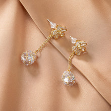 Load image into Gallery viewer, Korea Women Rhinestone Flower Earrings Crystal Long Tail Earring Silver Needle
