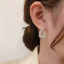 Load image into Gallery viewer, Korea Women Square Rhinestone Earrings Diamond Earring S925 Silver Needle
