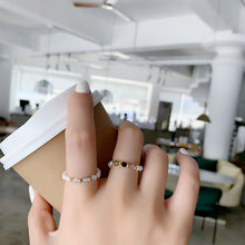Load image into Gallery viewer, Colorful Freshwater Pearl Crystal Beaded Elastic Rope Ring Cute Handmade Crystal Beads Ladies Ring Ring Jewelry Accessories

