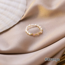 Load image into Gallery viewer, Colorful Freshwater Pearl Crystal Beaded Elastic Rope Ring Cute Handmade Crystal Beads Ladies Ring Ring Jewelry Accessories
