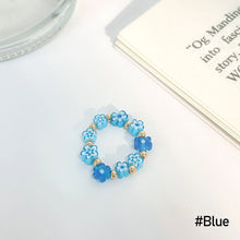 Load image into Gallery viewer, Fashion Colored Glass Flower Beaded Elastic Rope Ring Cute Handwoven Small Flower Beaded Ring Ring Jewelry Accessories
