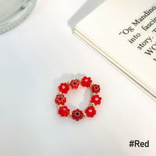 Load image into Gallery viewer, Fashion Colored Glass Flower Beaded Elastic Rope Ring Cute Handwoven Small Flower Beaded Ring Ring Jewelry Accessories
