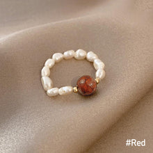 Load image into Gallery viewer, Fashion Irregular Freshwater Pearl Bead Elastic Rope Ring Cute Vintage Agate Beaded Ring Beaded Ring Jewelry Accessories
