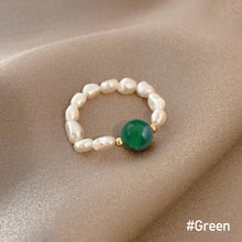 Load image into Gallery viewer, Fashion Irregular Freshwater Pearl Bead Elastic Rope Ring Cute Vintage Agate Beaded Ring Beaded Ring Jewelry Accessories
