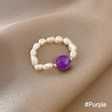 Load image into Gallery viewer, Fashion Irregular Freshwater Pearl Bead Elastic Rope Ring Cute Vintage Agate Beaded Ring Beaded Ring Jewelry Accessories
