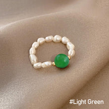 Load image into Gallery viewer, Fashion Irregular Freshwater Pearl Bead Elastic Rope Ring Cute Vintage Agate Beaded Ring Beaded Ring Jewelry Accessories

