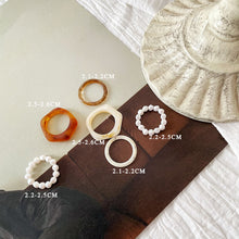 Load image into Gallery viewer, 3pcs/set Simple Geometric Freshwater Pearl Ring White Retro Personality Set Ring Index Beaded Ring Women Girl Beaded Ring Set
