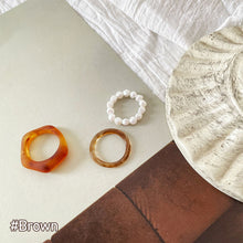 Load image into Gallery viewer, 3pcs/set Simple Geometric Freshwater Pearl Ring White Retro Personality Set Ring Index Beaded Ring Women Girl Beaded Ring Set
