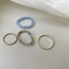 Load image into Gallery viewer, 4pcs/set Personality Simple Stacking Geometric Adjustable Elastic Ring Beads Ring Female Fresh Beaded Design Women Hand Jewelry
