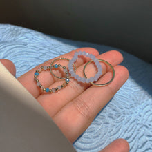 Load image into Gallery viewer, 4pcs/set Personality Simple Stacking Geometric Adjustable Elastic Ring Beads Ring Female Fresh Beaded Design Women Hand Jewelry
