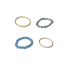 Load image into Gallery viewer, 4pcs/set Personality Simple Stacking Geometric Adjustable Elastic Ring Beads Ring Female Fresh Beaded Design Women Hand Jewelry
