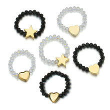 Load image into Gallery viewer, Personality Simple Love Star Geometric Elastic Ring Beaded Ring Female Black Label Beaded Design Women Hand Jewelry
