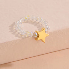 Load image into Gallery viewer, Personality Simple Love Star Geometric Elastic Ring Beaded Ring Female Black Label Beaded Design Women Hand Jewelry
