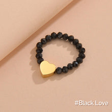 Load image into Gallery viewer, Personality Simple Love Star Geometric Elastic Ring Beaded Ring Female Black Label Beaded Design Women Hand Jewelry
