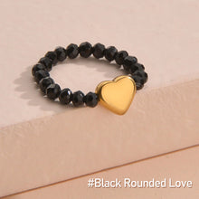 Load image into Gallery viewer, Personality Simple Love Star Geometric Elastic Ring Beaded Ring Female Black Label Beaded Design Women Hand Jewelry
