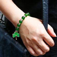 Load image into Gallery viewer, Fashion Shamrock Clover Agate Lucky Bracelet elegant Natural Stone Agate Crystal Hand String Women Jewelry Accessories
