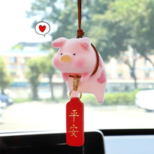 Load image into Gallery viewer, Cute Pig Car Pendant Car Rear View Mirror Pendant Cartoon Lucky Piggy Hanging Ornament Auto Interior Decoration Accessories
