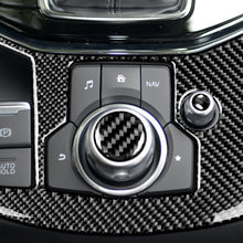 Load image into Gallery viewer, 2Pcs Real Carbon Fiber Car Center Console Multimedia Volume Button Cover Trim Sticker For Mazda 3 Mazda 6 CX-9 CX-5 Interior
