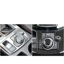 Load image into Gallery viewer, 2Pcs Real Carbon Fiber Car Center Console Multimedia Volume Button Cover Trim Sticker For Mazda 3 Mazda 6 CX-9 CX-5 Interior
