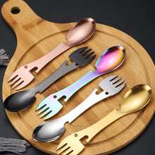 Load image into Gallery viewer, Outdoor Survival Tools 5 in 1 Camping Multi-functional EDC Kit Practical Stainless Steel Fork Knife Spoon Bottle/Can Opener

