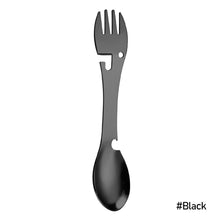 Load image into Gallery viewer, Outdoor Survival Tools 5 in 1 Camping Multi-functional EDC Kit Practical Stainless Steel Fork Knife Spoon Bottle/Can Opener
