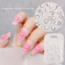 Load image into Gallery viewer, Transparent Flat Heart Nail Art Jewelry Jelly Resin Stereoscopic Nail Accessories Manicure Art Ornaments

