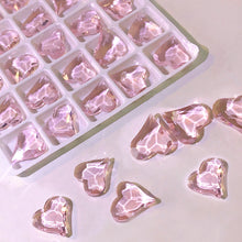 Load image into Gallery viewer, 1PC Pink Crystal Crooked Heart Nail Jewelry Ice Transparent Nail Jewelry Nail Art Decoration Manicure Ornaments
