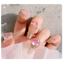Load image into Gallery viewer, 1PC Pink Crystal Crooked Heart Nail Jewelry Ice Transparent Nail Jewelry Nail Art Decoration Manicure Ornaments

