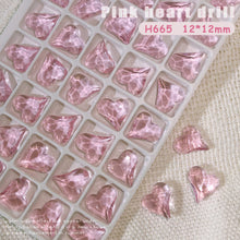 Load image into Gallery viewer, 1PC Pink Crystal Crooked Heart Nail Jewelry Ice Transparent Nail Jewelry Nail Art Decoration Manicure Ornaments
