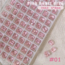 Load image into Gallery viewer, 1PC Pink Crystal Crooked Heart Nail Jewelry Ice Transparent Nail Jewelry Nail Art Decoration Manicure Ornaments

