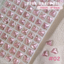 Load image into Gallery viewer, 1PC Pink Crystal Crooked Heart Nail Jewelry Ice Transparent Nail Jewelry Nail Art Decoration Manicure Ornaments
