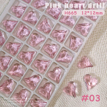 Load image into Gallery viewer, 1PC Pink Crystal Crooked Heart Nail Jewelry Ice Transparent Nail Jewelry Nail Art Decoration Manicure Ornaments
