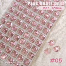 Load image into Gallery viewer, 1PC Pink Crystal Crooked Heart Nail Jewelry Ice Transparent Nail Jewelry Nail Art Decoration Manicure Ornaments
