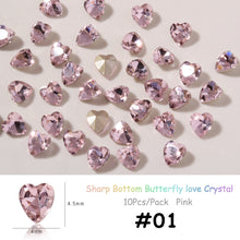Load image into Gallery viewer, 10pcs/set Nail Art Accessories Crystal Butterfly Aurora Transparent Symphony Nail Art Decoration Manicure Jewelry
