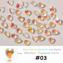 Load image into Gallery viewer, 10pcs/set Nail Art Accessories Crystal Butterfly Aurora Transparent Symphony Nail Art Decoration Manicure Jewelry
