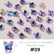 Load image into Gallery viewer, 10pcs/set Nail Art Accessories Crystal Butterfly Aurora Transparent Symphony Nail Art Decoration Manicure Jewelry
