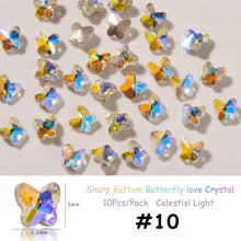 Load image into Gallery viewer, 10pcs/set Nail Art Accessories Crystal Butterfly Aurora Transparent Symphony Nail Art Decoration Manicure Jewelry
