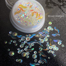 Load image into Gallery viewer, S-shaped Flat Bottom Shaped Rhinestone Nail Jewelry Aurora Symphony Glass Rhinestone Mix Nail Art Decoration
