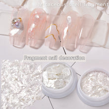 Load image into Gallery viewer, 1 Box Velvet Natural Shell Mica Nail Art Jewelry Symphony Pure White Nail Sticker Decoration Manicure Accessories
