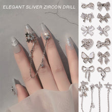 Load image into Gallery viewer, Nail Art Silver Zircon Jewelry Bow Pearl Star Chain Nail Diamond Jewelry Manicure Decoration Accessories
