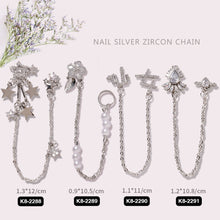 Load image into Gallery viewer, Nail Art Silver Zircon Jewelry Bow Pearl Star Chain Nail Diamond Jewelry Manicure Decoration Accessories
