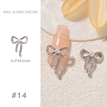 Load image into Gallery viewer, Nail Art Silver Zircon Jewelry Bow Pearl Star Chain Nail Diamond Jewelry Manicure Decoration Accessories
