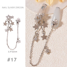 Load image into Gallery viewer, Nail Art Silver Zircon Jewelry Bow Pearl Star Chain Nail Diamond Jewelry Manicure Decoration Accessories
