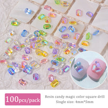 Load image into Gallery viewer, 100pcs Nail Art Aurora Magic Ice Cube Small Square Diamond Jewelry Color Shaped Nail Art Jewelry Accessories

