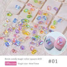 Load image into Gallery viewer, 100pcs Nail Art Aurora Magic Ice Cube Small Square Diamond Jewelry Color Shaped Nail Art Jewelry Accessories
