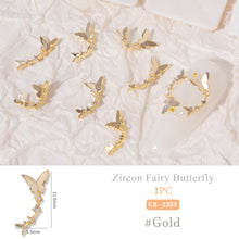 Load image into Gallery viewer, Nail Art Butterfly Jewelry Zircon Light Luxury Nail Art Decorations Nail Metal Accessories Manicure Ornaments
