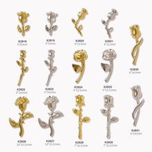Load image into Gallery viewer, 10pcs/set Nail Art Metal Rose Alloy Jewelry Light Luxury Three-dimensional Rose Gold Silver Nail Accessories Manicure Ornaments
