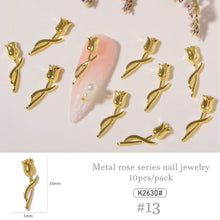 Load image into Gallery viewer, 10pcs/set Nail Art Metal Rose Alloy Jewelry Light Luxury Three-dimensional Rose Gold Silver Nail Accessories Manicure Ornaments
