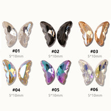 Load image into Gallery viewer, 20pcs Nail Art Crystal Butterfly Wing Jewelry Shiny Three-dimensional Stitching Butterfly Nail Sticker Jewelry Manicure Accessories
